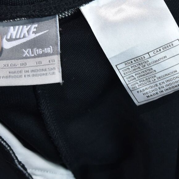 Vintage Nike Track Pants Black White Swoosh Sweatpants Y2K XL Wide Legs - Picture 5 of 8